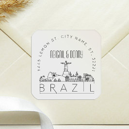 Brazilië bruiloft | Afdichting van vooraf geadress Vierkante Sticker