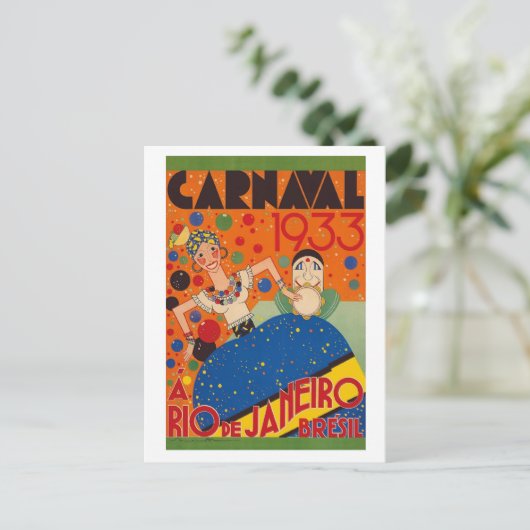 Brazilië Carnival 1933  wereldreisposter Briefkaart (Staand voorkant)