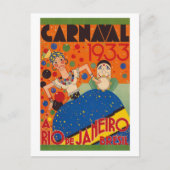 Brazilië Carnival 1933  wereldreisposter Briefkaart (Voorkant)