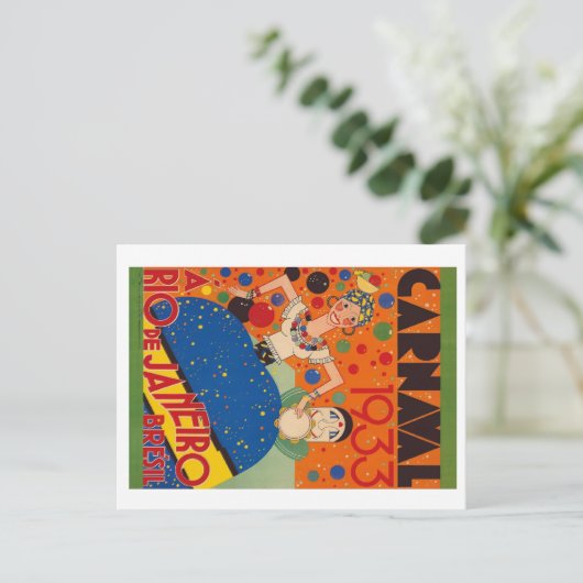 Brazilië Carnival 1933  wereldreisposter Briefkaart (Staand voorkant)