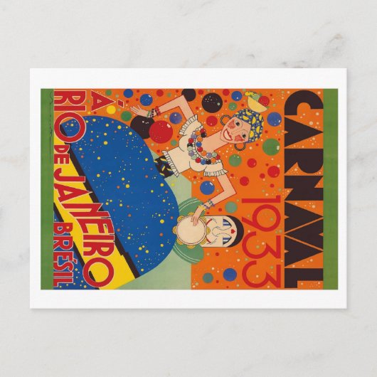 Brazilië Carnival 1933  wereldreisposter Briefkaart (Voorkant)