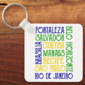 Brazilië City Names Braziliaanse vlag Sleutelhange Sleutelhanger (Voorkant)