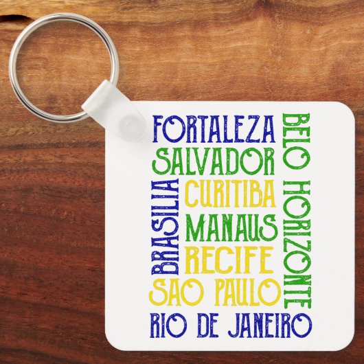Brazilië City Names Braziliaanse vlag Sleutelhange Sleutelhanger (Voorkant)