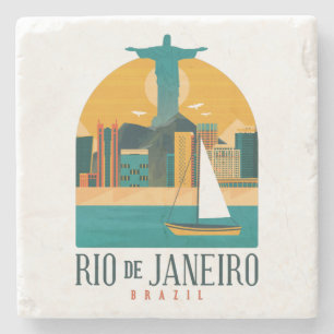 Brazilië City Rio de Janeiro Vintage Travel Stenen Onderzetter