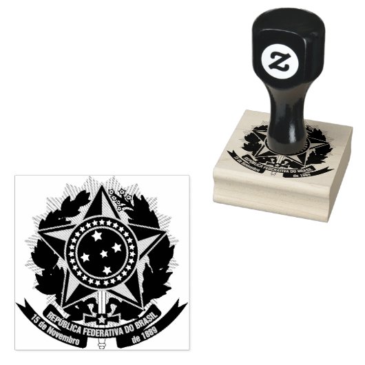 Brazilië Custom 2" x 2" Rubber Stamp Rubberstempel (Gestempeld)