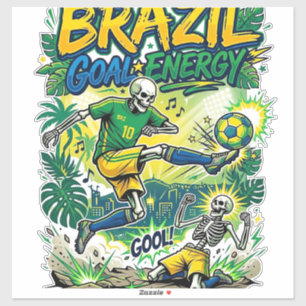 Brazilië Doel Energie Skelet Aanvaller Naties Crea Sticker