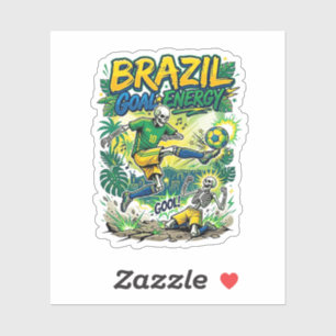 Brazilië Doel Energie Skelet Aanvaller Naties Crea Sticker