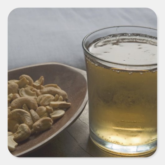 Brazilië. Een glas verfrissende gegarandeerde ener Vierkante Sticker (Voorkant)