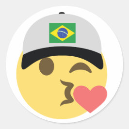 Brazilië Emoji Honkbal Hoed Ronde Sticker