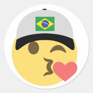 Brazilië Emoji Honkbal Hoed Ronde Sticker