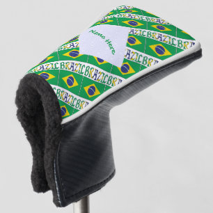 Brazilië en Braziliaanse Vlag Getegeld Groen Geper Golfheadcover