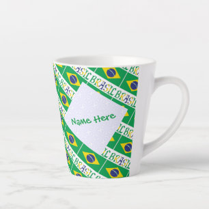 Brazilië en Braziliaanse Vlag Getegeld Persoonlijk Latte Mok