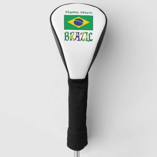 Brazilië en Braziliaanse vlag Groene Personalisati Golfheadcover (Voorkant)