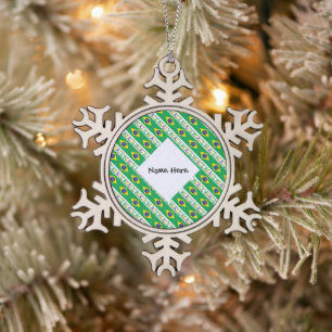 Brazilië en de Braziliaanse vlag betegeld met uw n Tin Sneeuwvlok Ornament
