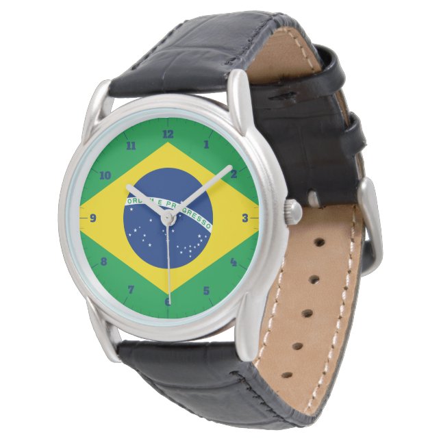 BRAZILIË FLAG GOLD GREEN WATCH HORLOGE (Gekanteld)