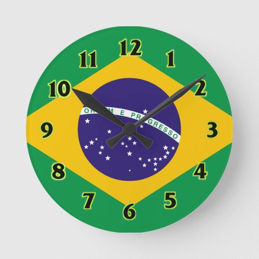 Brazilië Flag WallClocks Ronde Klok (Voorkant)