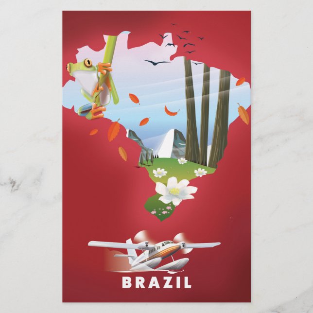 Brazilië geïllustreerde reisposter. (Voorkant)