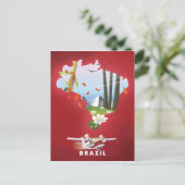 Brazilië geïllustreerde reisposter. briefkaart (Staand voorkant)