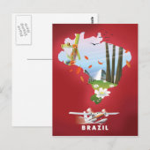 Brazilië geïllustreerde reisposter. briefkaart (Voorkant / Achterkant)