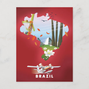 Brazilië geïllustreerde reisposter. briefkaart