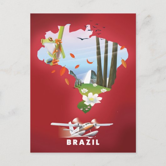 Brazilië geïllustreerde reisposter. briefkaart (Voorkant)