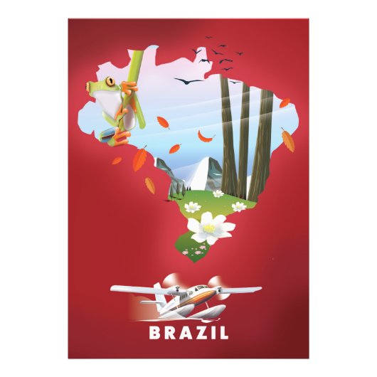 Brazilië geïllustreerde reisposter. foto afdruk (Voorkant)