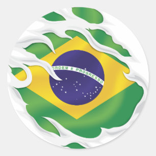Brazilië Geknipte vlag Ronde Sticker