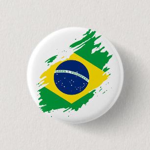 Brazilië Gescheurde Vlag Nationale Trots Sportfans Ronde Button 3,2 Cm