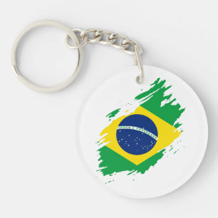 Brazilië Gescheurde Vlag Nationale Trots Sportfans Sleutelhanger