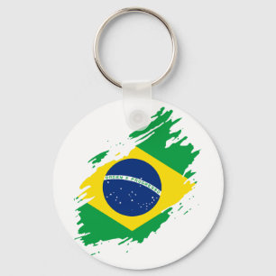 Brazilië Gescheurde Vlag Nationale Trots Sportfans Sleutelhanger