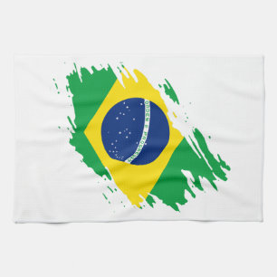 Brazilië Gescheurde Vlag Nationale Trots Sportfans Theedoek