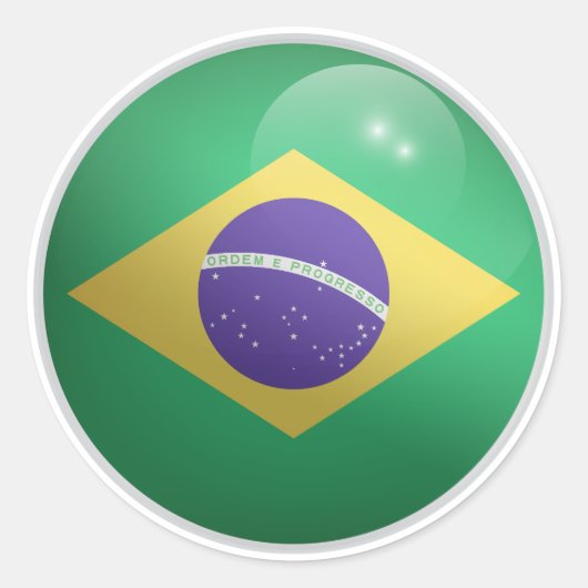 Brazilië Glossy Circle Flag Ronde Sticker (Voorkant)