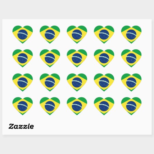 Brazilië Hartvlag Hart Sticker (Vel)