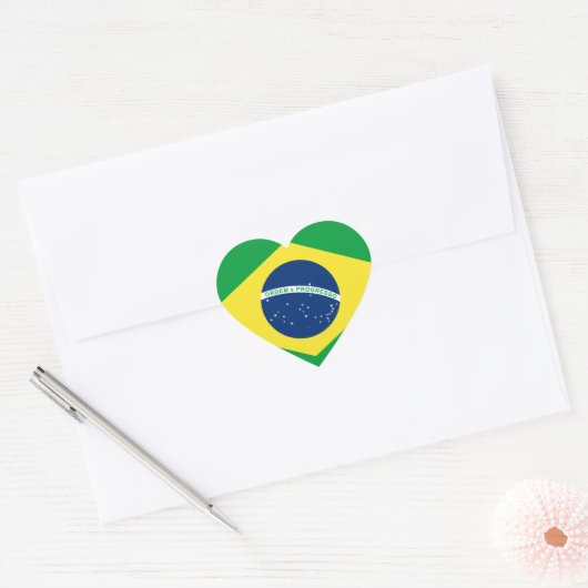 Brazilië Hartvlag Hart Sticker (Envelop)