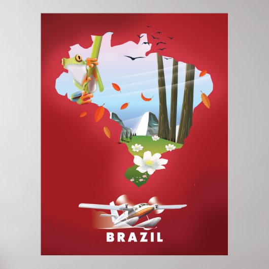 Brazilië heeft reisposter geïllustreerd. poster (Voorkant)