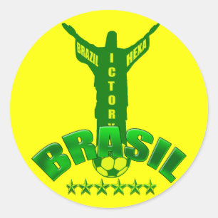 Brazilië Hexa Overwinning Wereldkampioenen zes ste Ronde Sticker