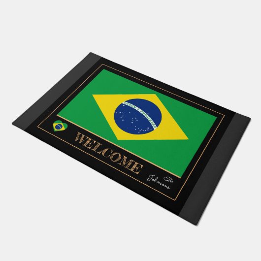Brazilië huis mat, Braziliaanse vlag sport / Welko Deurmat (Schuin)