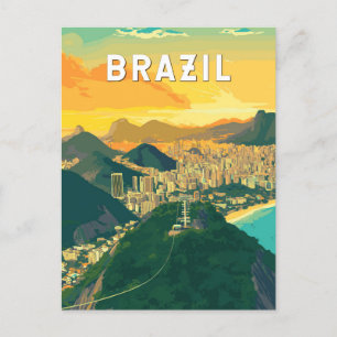 Brazilië Illustratie Reizen Art Vintage Briefkaart