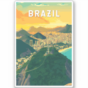 Brazilië Illustratie Reizen Art Vintage Sticker