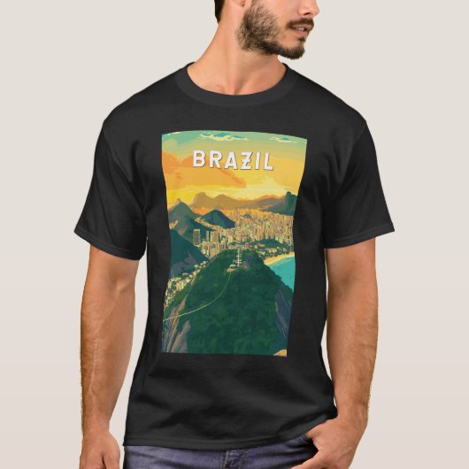 Brazilië Illustratie Reizen Art Vintage T-shirt (Voorkant)
