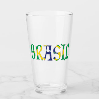 Brazilië in het Portugees in vlagkleuren Glas