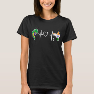 Brazilië India Vlag Braziliaans Indiaas hartslag T-shirt
