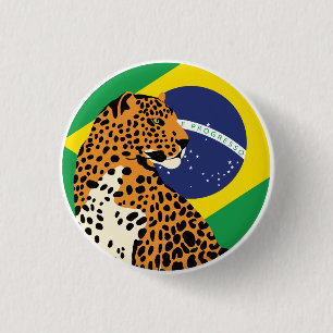 Brazilië Jaguar Braziliaanse nationale dierenvlag Ronde Button 3,2 Cm
