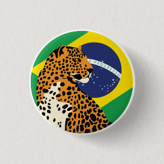 Brazilië Jaguar Braziliaanse nationale dierenvlag Ronde Button 3,2 Cm