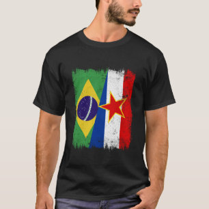 Brazilië Joegoslavië Halve Vlag Braziliaans Joegos T-shirt