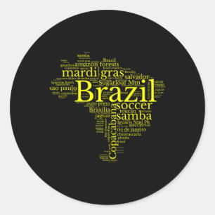 Brazilië Kaart Braziliaans Voetbal Copacana Brasil Ronde Sticker