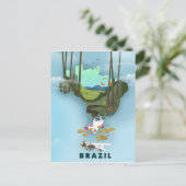 Brazilië kaart Geïllustreerde reisposter (Staand voorkant)