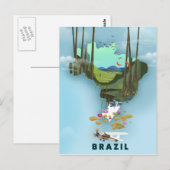Brazilië kaart Geïllustreerde reisposter (Voorkant / Achterkant)