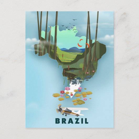 Brazilië kaart Geïllustreerde reisposter (Voorkant)