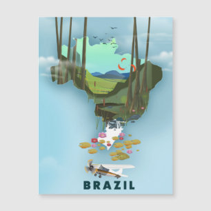 Brazilië kaart Geïllustreerde reisposter